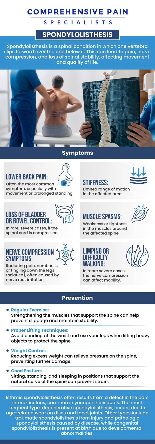 Common questions asked by patients: What is the difference between spondylosis and spondylolysis? How do you fix spondylolisthesis? What is the pain of spondylolisthesis? What happens if spondylolisthesis goes untreated? For more information, contact us or book an appointment online. We are located at 1177 PA-315, Dolphin Plaza, Wilkes-Barre, PA 18702. We serve patients from Wilkes-Barre PA, Glen Lyon PA, Dallas PA, Pittston PA, Mountain Top PA, Plymouth PA, and surrounding areas. Common questions asked by patients: What is the difference between spondylosis and spondylolysis? How do you fix spondylolisthesis? What is the pain of spondylolisthesis? What happens if spondylolisthesis goes untreated? For more information, contact us or book an appointment online. We are located at 1177 PA-315, Dolphin Plaza, Wilkes-Barre, PA 18702. We serve patients from Wilkes-Barre PA, Glen Lyon PA, Dallas PA, Pittston PA, Mountain Top PA, Plymouth PA, and surrounding areas.