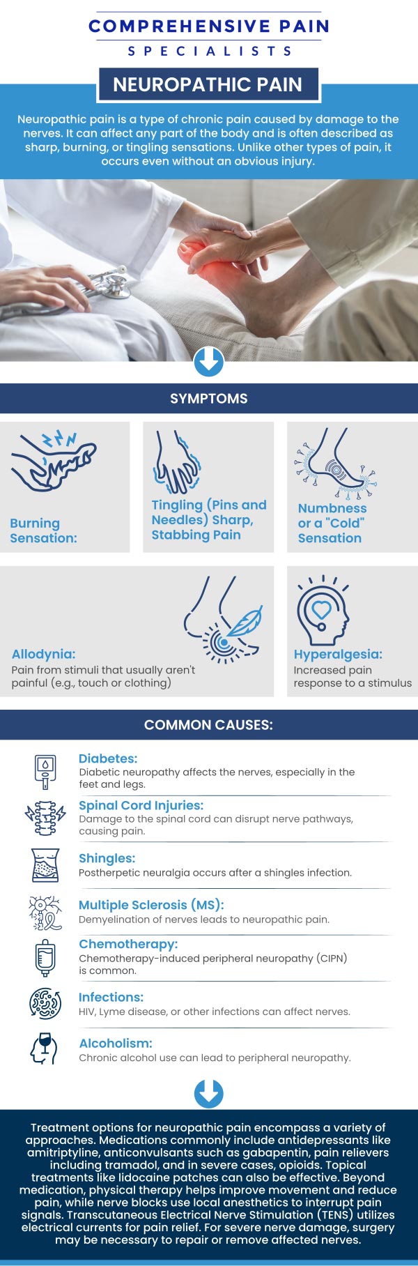 Common questions asked by patients: What are the common causes of neuropathic pain? How is neuropathic pain different from other types of pain? What treatments are available for managing neuropathic pain? Can neuropathic pain be cured, or is it a lifelong condition? For more information, contact us or book an appointment online. We are located at 1177 PA-315, Dolphin Plaza, Wilkes-Barre, PA 18702. We serve patients from Wilkes-Barre PA, Glen Lyon PA, Dallas PA, Pittston PA, Mountain Top PA, Plymouth PA, and surrounding areas. Common questions asked by patients: What are the common causes of neuropathic pain? How is neuropathic pain different from other types of pain? What treatments are available for managing neuropathic pain? Can neuropathic pain be cured, or is it a lifelong condition? For more information, contact us or book an appointment online. We are located at 1177 PA-315, Dolphin Plaza, Wilkes-Barre, PA 18702. We serve patients from Wilkes-Barre PA, Glen Lyon PA, Dallas PA, Pittston PA, Mountain Top PA, Plymouth PA, and surrounding areas.