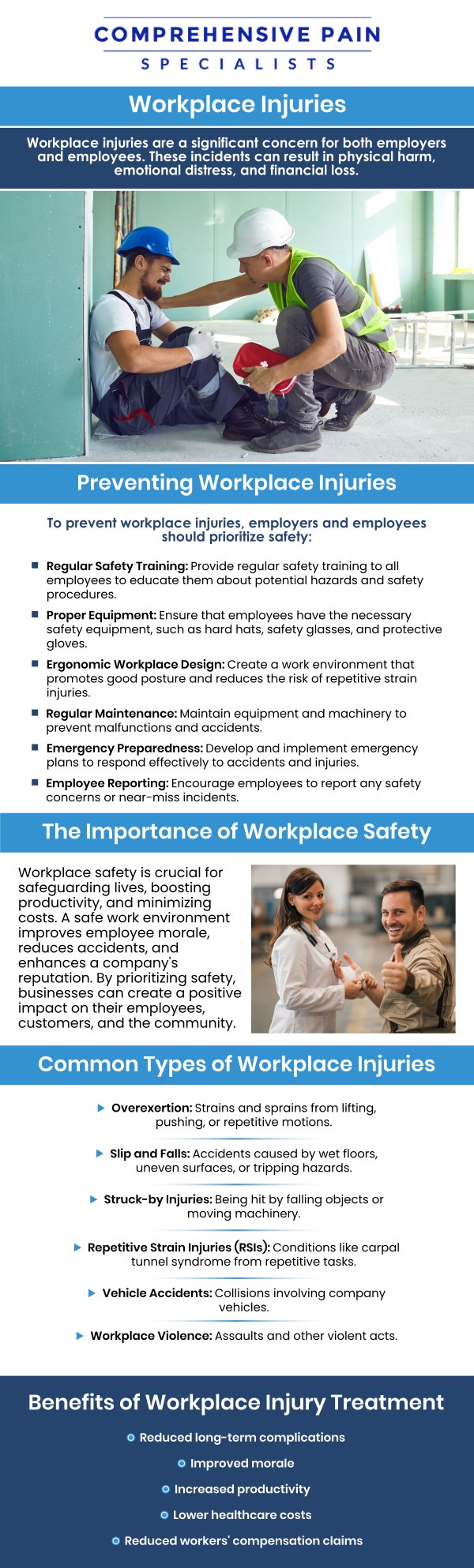 Common questions asked by patients: What are the most common types of work-related injuries? How can a work-related injury be prevented in the workplace? What steps should I take immediately after sustaining a work-related injury? How is a work-related injury diagnosed by healthcare professionals? For more information, contact us or book an appointment online. We are located at 1177 PA-315, Dolphin Plaza, Wilkes-Barre, PA 18702. We serve patients from Wilkes-Barre PA, Glen Lyon PA, Dallas PA, Pittston PA, Mountain Top PA, Plymouth PA, and surrounding areas.